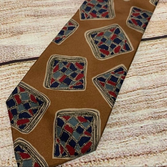 Vintage Dior Brown Pattern Silk Tie - Picture 2 of 5